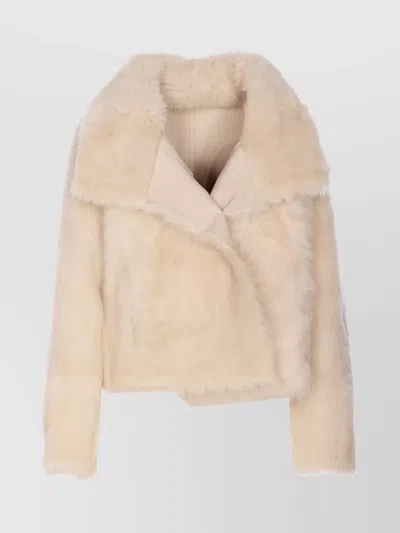 YVES SALOMON LUXURIOUS FAUX FUR JACKET WITH LARGE COLLAR