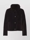 Yves Salomon Deep Grenat Lamb Shearling Jacket With Pointed Collar In Brown
