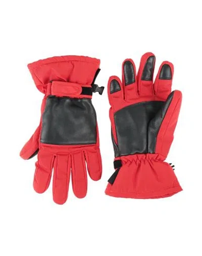 Yves Salomon Man Gloves Red Size M Polyester, Lambskin