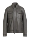 Yves Salomon Man Jacket Grey Size 42 Lambskin
