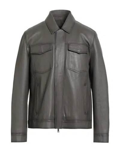 Yves Salomon Man Jacket Grey Size 42 Lambskin In Gray