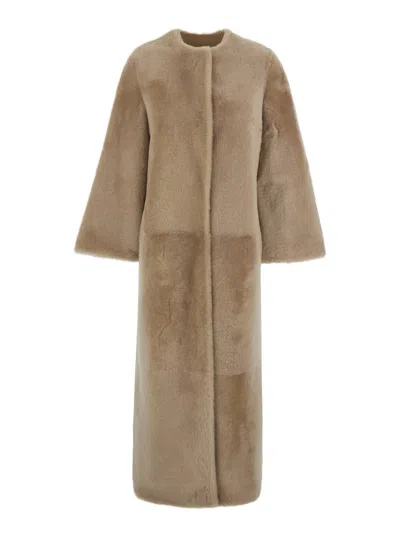 Yves Salomon Manteau 130cm In Burgundy