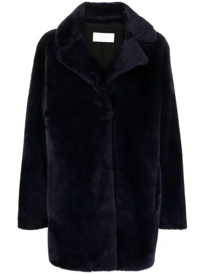 Yves Salomon Manteau Agneau Notched-collar Coat In Purple