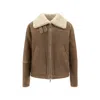 Yves Salomon Shearling Bomber Jacket In Brown