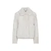Yves Salomon Meringue White Lamb Fur Jacket With Pointed Collar In Animal Print