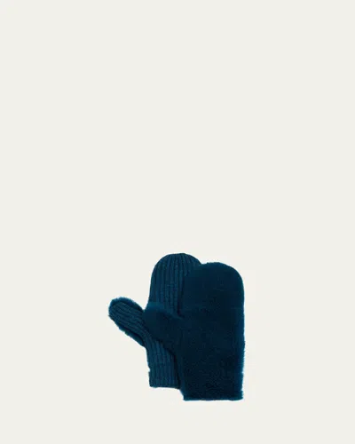 Yves Salomon Merinillo Wool Mittens In Atlantique