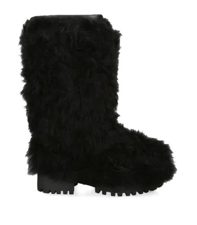 YVES SALOMON MERINO FUR ANKLE BOOTS