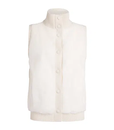 Yves Salomon Merino Wool-mink Gilet In Beige