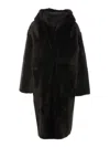 Yves Salomon Reversible Hooded Shearling Coat In Green