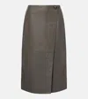 Yves Salomon Leather Midi Skirt In Grau