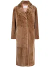 Yves Salomon Meteo Textured Mid-length Coat In Brown