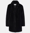 Yves Salomon Black Notched Lapel Coat In Black