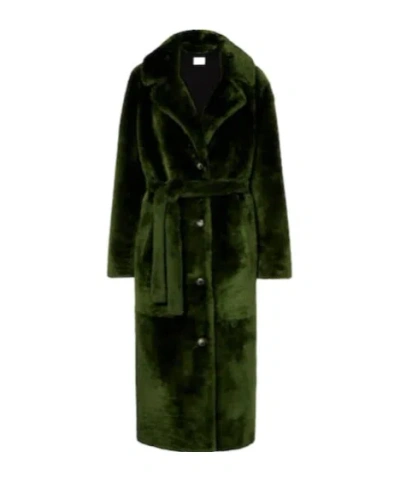 Yves Salomon Minimal Elegant Coat In Green