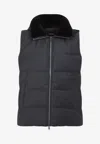 Yves Salomon Quilted Down-filled Mink Gilet With Contrast Lining In Black