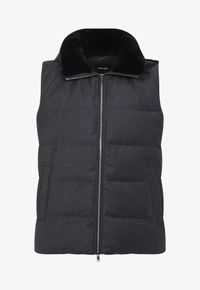 YVES SALOMON MINK-COLLAR WOOL VEST