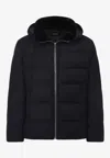 Yves Salomon Padded Quilted Down Jacket With Hood And Zipper Closure In Blue