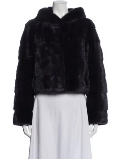 Pre-owned Yves Salomon Mink Faux Fur Coat In Purple