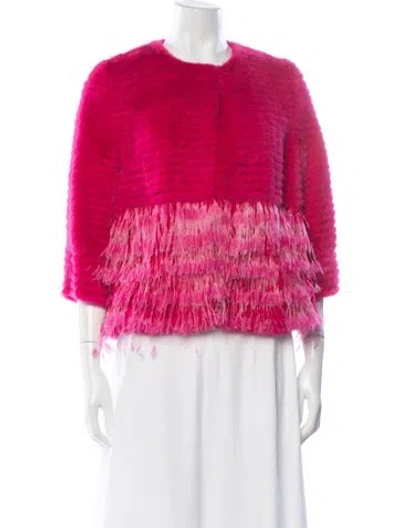 Pre-owned Yves Salomon Mink Faux Fur Jacket In Pink