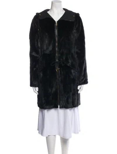 Pre-owned Yves Salomon Mink Fur Coat In Black