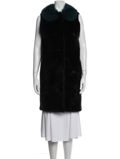Pre-owned Yves Salomon Mink Fur Coat In Blue