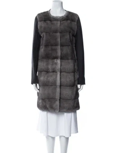 Pre-owned Yves Salomon Mink Fur Coat In Gray