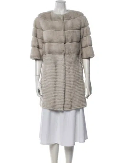 Pre-owned Yves Salomon Mink Fur Coat In Grey