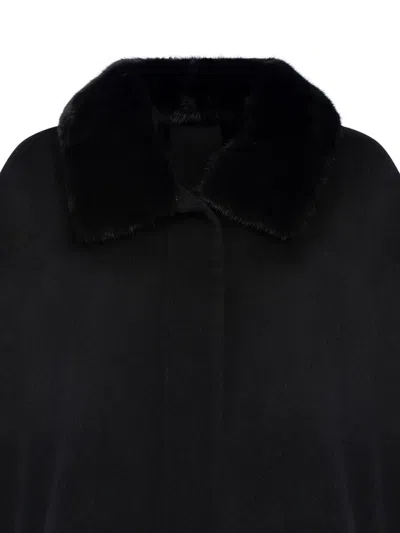 Yves Salomon Mink Fur Collar Coat In Black
