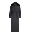 Yves Salomon Mink Fur-trim Collar Coat In Blue