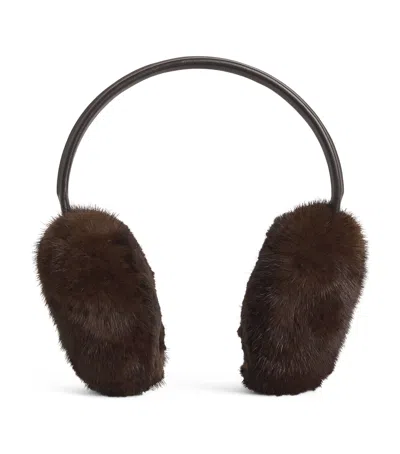 Yves Salomon Mink-leather Earmuffs In Brown
