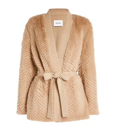 Yves Salomon Mink-merino Belted Cardigan