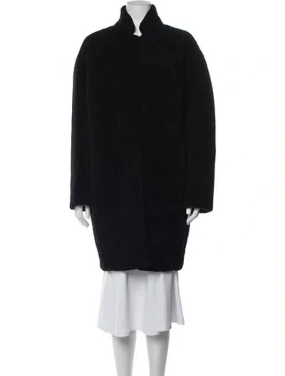 Pre-owned Yves Salomon Mongolian Lamb Coat In Black