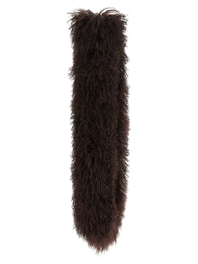 Yves Salomon Mongolian Sheepskin Shearling Scarf In Brown