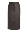 Yves Salomon Leather Midi Skirt In Beige