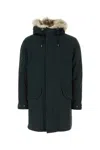 YVES SALOMON NAVY BLUE HOODED JACKET