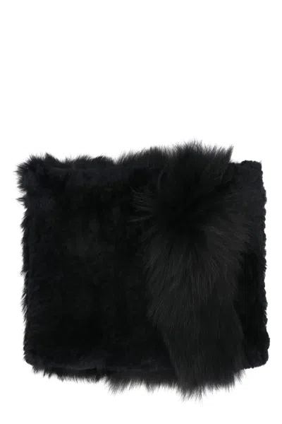 Yves Salomon Neck Warmer Fur In Black