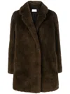 Yves Salomon Notched-collar Single-breasted Coat In Brown