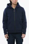 Yves Salomon Nylon Blend Solid Color Jacket With Hood In Blue