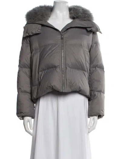 Pre-owned Yves Salomon Nylon Down Jacket In Gray