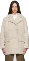 Yves Salomon Off-white Check Coat In A1006 Meringue