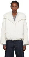 Yves Salomon Off-white Cropped Shearling & Down Jacket In White