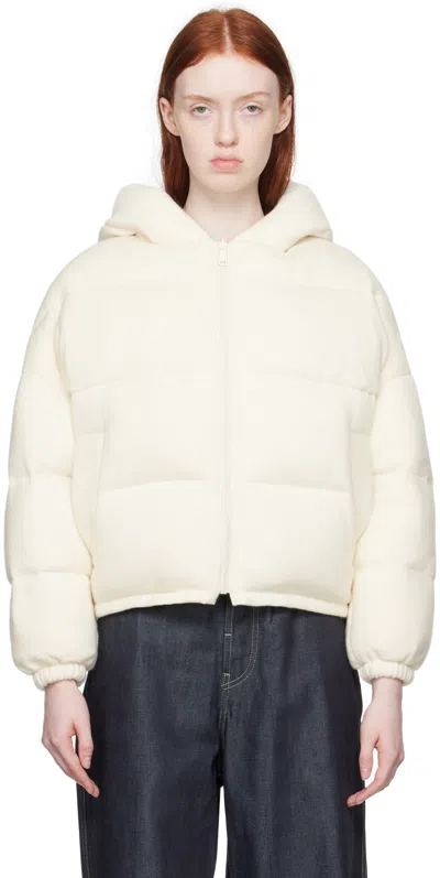 Yves Salomon Off-white Hooded Down Jacket In C11 Ivoire