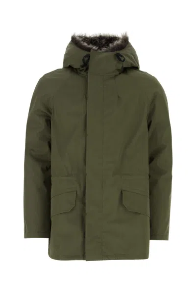 YVES SALOMON OLIVE HOODED JACKET