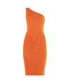 Yves Salomon Knitted One Shoulder Dress In Orange