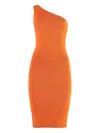 Yves Salomon Knitted One Shoulder Dress In Orange