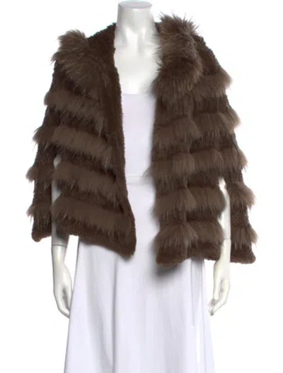 Pre-owned Yves Salomon Open Front Sweater In Brown