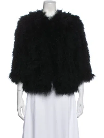 Pre-owned Yves Salomon Ostrich Feather Down Jacket In Blue