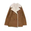 Yves Salomon Suede Jacket In Brown