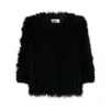 Yves Salomon Cropped Feathered Satin Jacket In Black