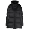 Yves Salomon A-line Puffer Jacket Made From A Water-resistant Performance Fabric With A Fox Fur Collar In Black