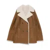 Yves Salomon Suede Jacket In Brown